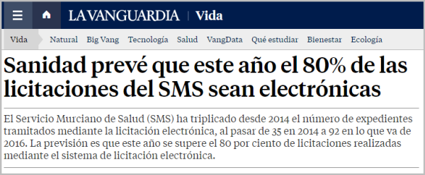 Servicio Murciano de Salud prevé que este año el 80% de las licitaciones del SMS sean electrónicas
